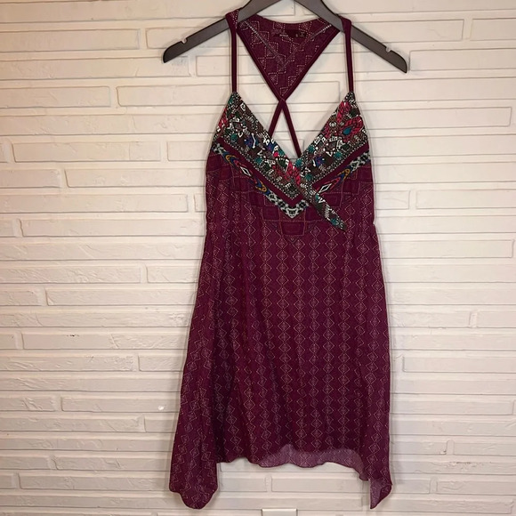 Prana Purple Asymmetrical Organic Cotton Halter Dress, Women Size Small - Picture 1 of 9